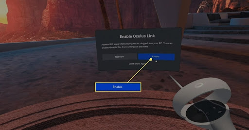 Enable Oculus link in headset